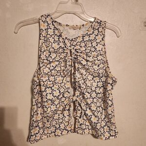 Heart & Hips Daisy Front Open Ties Sleeveless Top NWT